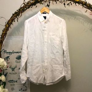 J Crew Linen Classic Fit button up in white.